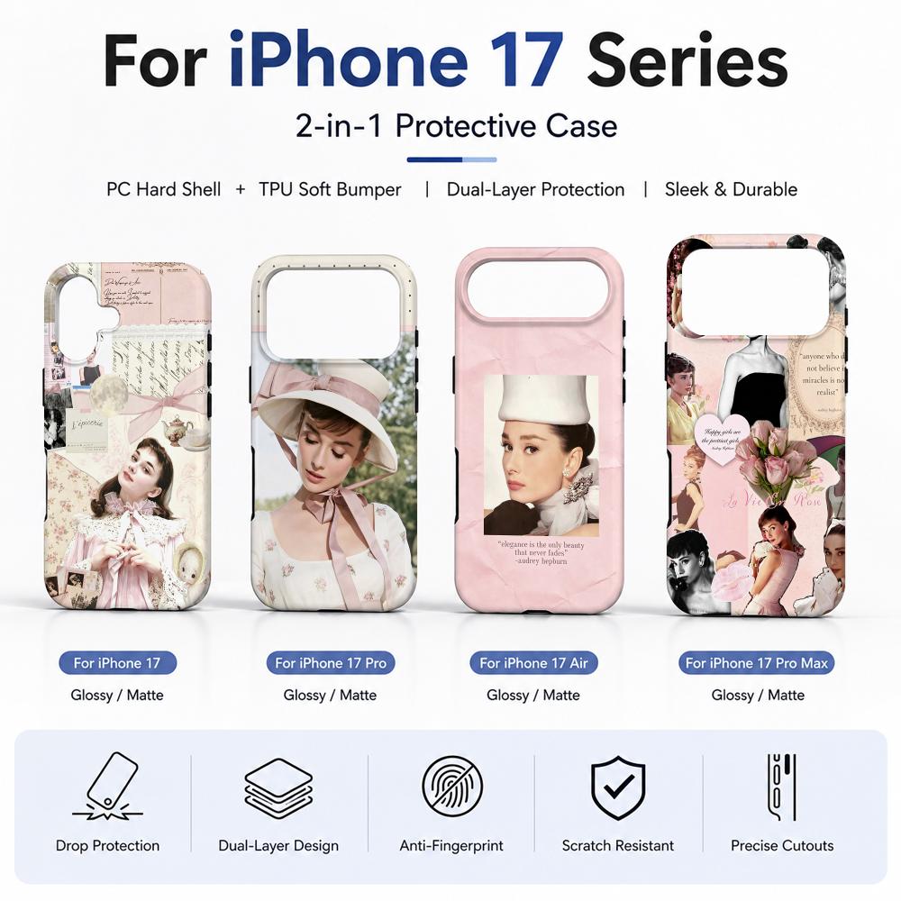 Phone Cases H&M - A-オードリー・H-ヘップバーン フィルム素材 2-in-1 シェル iPhone 17