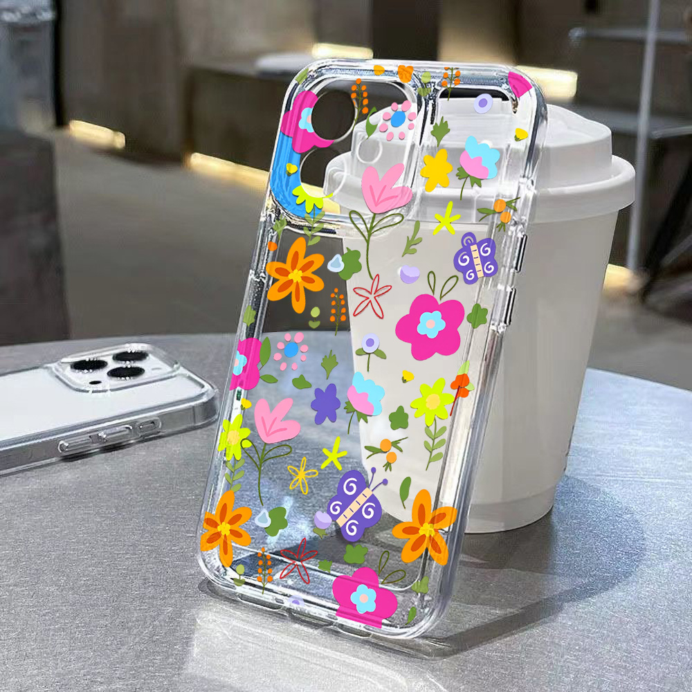 Phone Cases Xr Iphone - カラフルな花柄クリアスマホケース iPhone 16 17 13 14