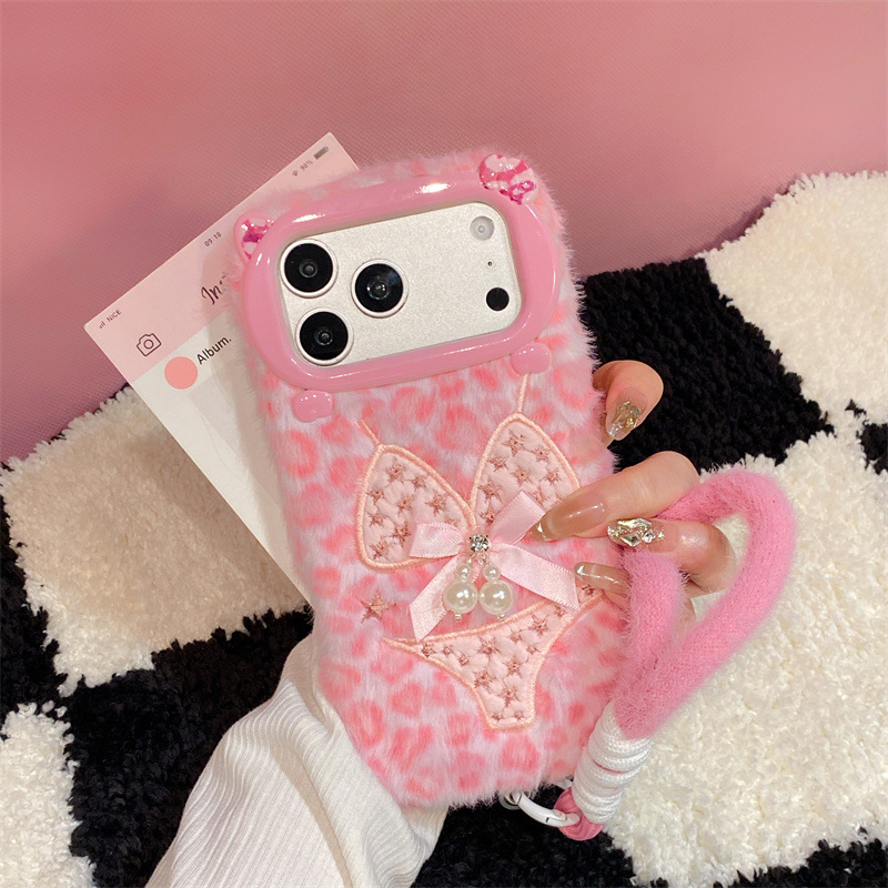 Phone Cases For Iphone 16 - 高級感のあるレオパード柄ビキニプリントのぬいぐるみ風スマホケース iPhone 17 Air 16 15