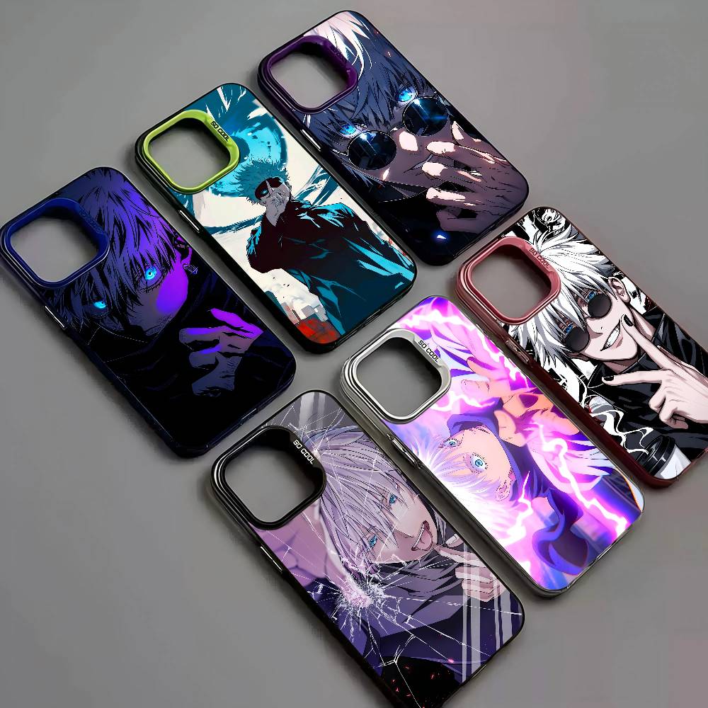 五条悟 呪術廻戦 アニメ カラフル スマホケース シルバー  - Phone Cases Jujutsu Kaisen のレビューと価格