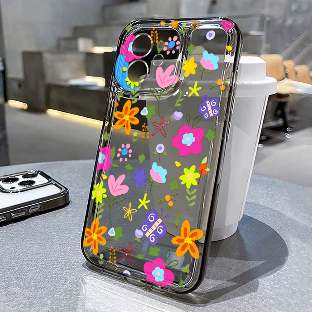 カラフルな花柄クリアスマホケース iPhone 16 17  - Phone Cases Xr Iphone のレビューと価格