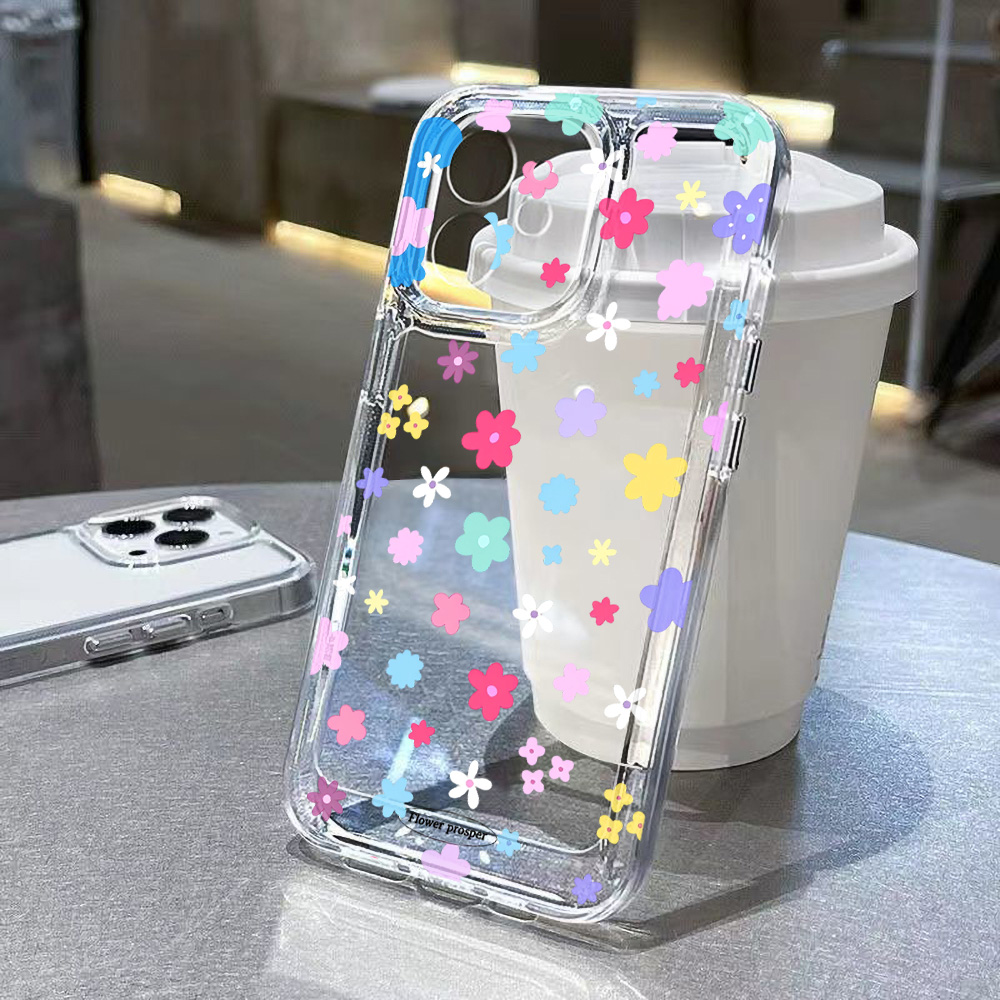 カラフルな花柄クリアスマホケース iPhone 16 17  - Phone Cases Xr Iphone のレビューと価格
