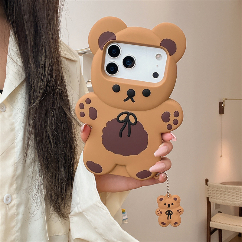 3D漫画風クマ ソフトシリコン製スマホケース iPhone  - Phone Cases Xr Iphone のレビューと価格