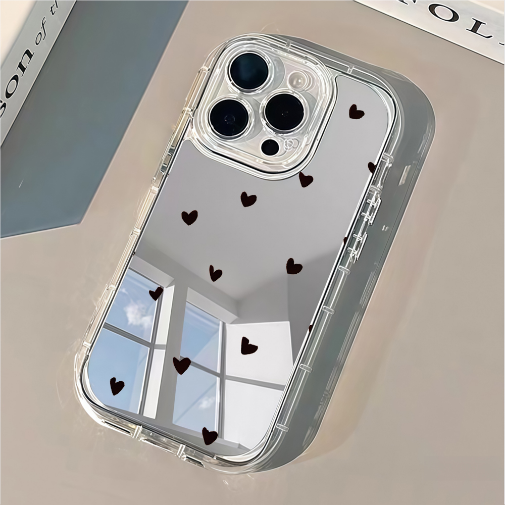 フレッシュでスイートなブラックラブハートミラー付きスマホケー - Phone Cases Xr Iphone のレビューと価格