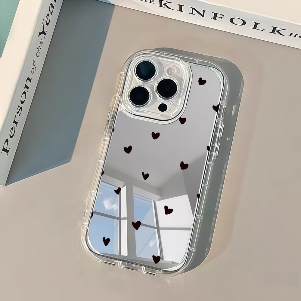 フレッシュでスイートなブラックラブハートミラー付きスマホケー - Phone Cases Xr Iphone のレビューと価格