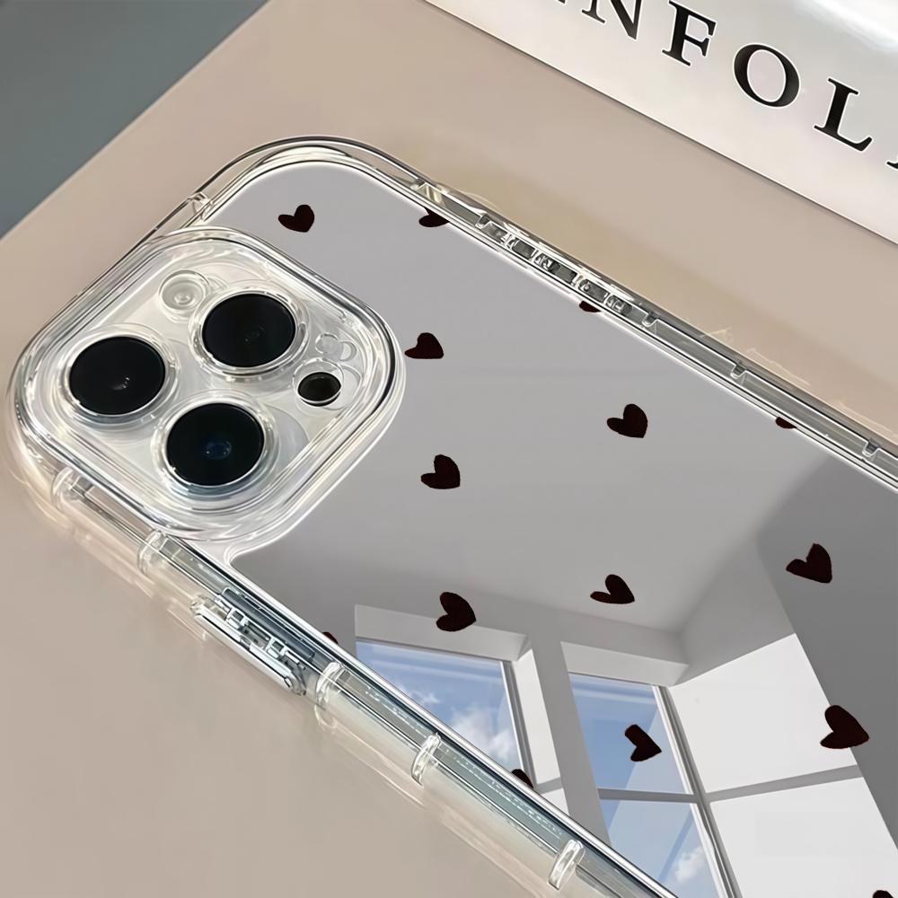 フレッシュでスイートなブラックラブハートミラー付きスマホケー - Phone Cases Xr Iphone のレビューと価格